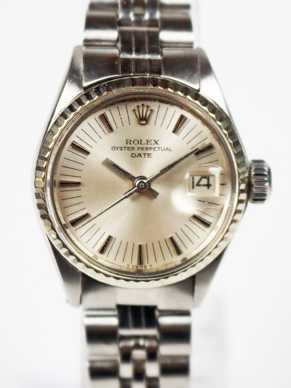 ROLEX SS/W.G. オイスターパーペチュアル DATE 婦人用ロングインデックスダイヤル